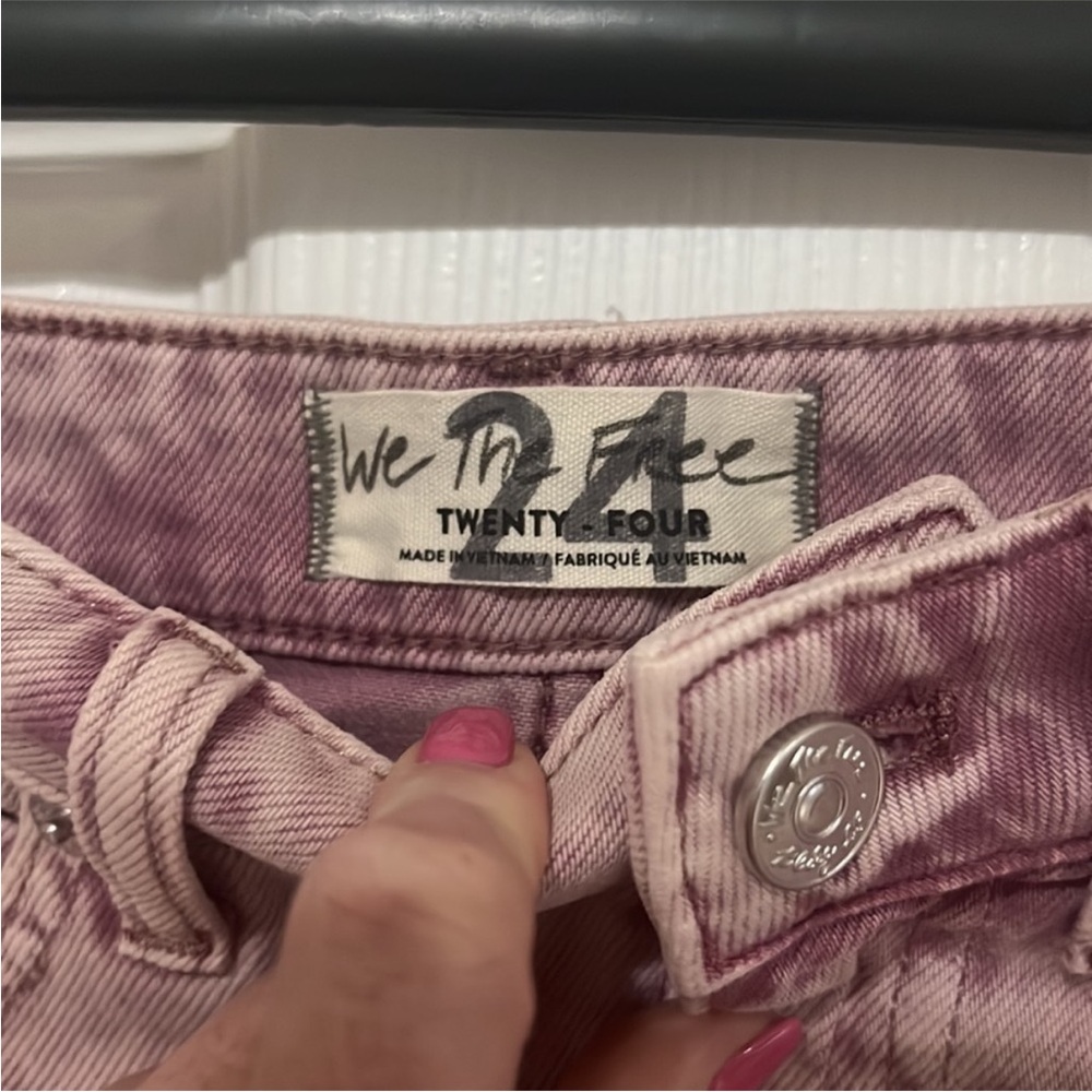 We the Free Dusty Pink Frayed Hem Denim Skirt - Picture 5 of 6